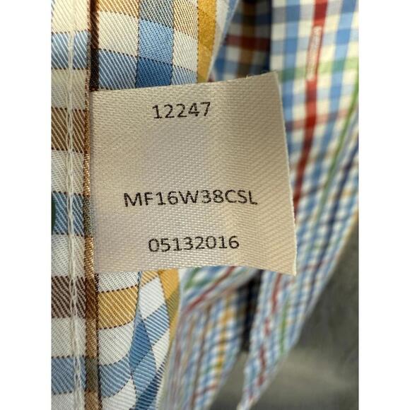 Peter Millar Shirt Adult Large Blue Multi Shepherd Check Cotton Button Up Mens - Picture 3 of 9